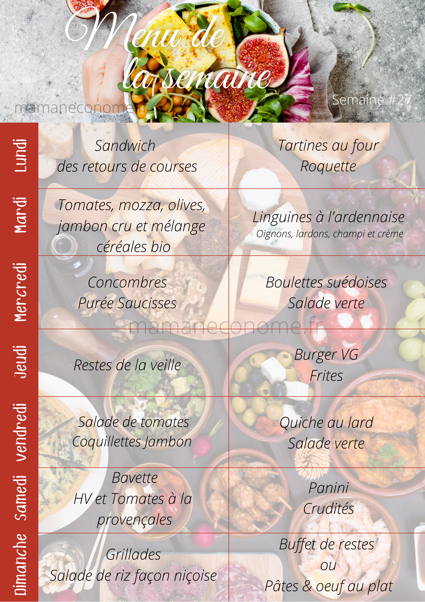 Menu De La Semaine & Liste De Courses #27 – Maman€conome